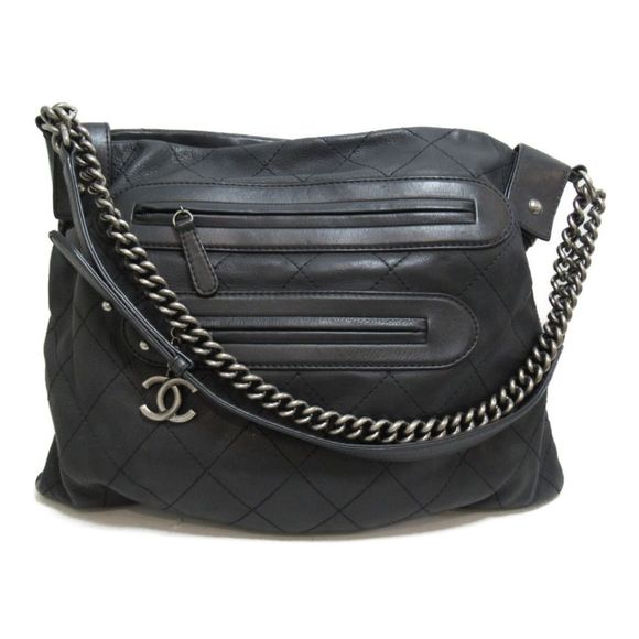 Chanel Chain Shoulder Bag Calf Black - Picture 1 of 6